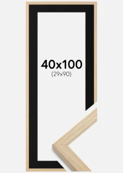 Ramme Grimsåker Eg 40x100 cm - Passepartout Sort 30x91 cm