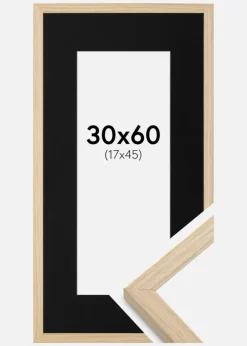 Ramme Grimsåker Eg 30x60 cm - Passepartout Sort 18x46 cm