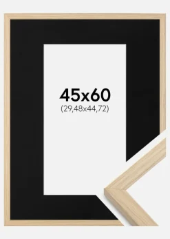 Ramme Grimsåker Eg 45x60 cm - Passepartout Sort 12x18 inches