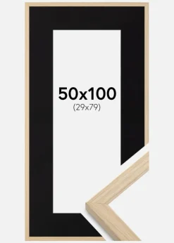 Ramme Grimsåker Eg 50x100 cm - Passepartout Sort 30x80 cm