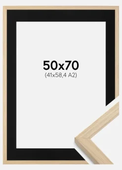 Ramme Grimsåker Eg 50x70 cm - Passepartout Sort 42x59,4 cm (A2)