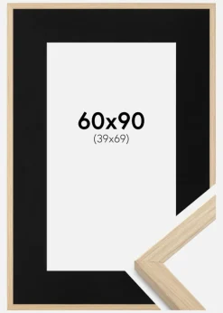 Ramme Grimsåker Eg 60x90 cm - Passepartout Sort 40x70 cm