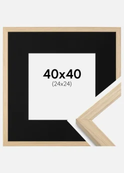 Ramme Grimsåker Eg 40x40 cm - Passepartout Sort 25x25 cm