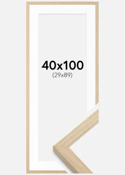 Ramme Grimsåker Eg 40x100 cm - Passepartout Hvid 30x90 cm