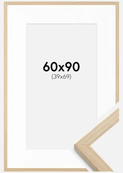 Ramme Grimsåker Eg 60x90 cm - Passepartout Hvid 40x70 cm