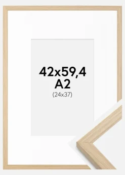 Ramme Grimsåker Eg 42x59,4 cm (A2) - Passepartout Hvid 25x38 cm