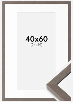 Ramme Hermes Grå 40x60 cm - Passepartout Hvid 25x50 cm