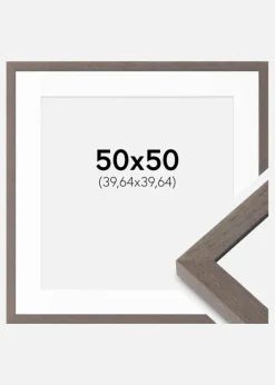 Ramme Hermes Grå 50x50 cm - Passepartout Hvid 16x16 inches