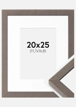 Ramme Hermes Grå 20x25 cm - Passepartout Hvid 5x7 inches