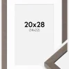 Ramme Hermes Grå 20x28 cm - Passepartout Hvid 15x23 cm