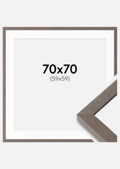 Ramme Hermes Grå 70x70 cm - Passepartout Hvid 60x60 cm