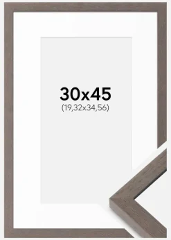 Ramme Hermes Grå 30x45 cm - Passepartout Hvid 8x14 inches