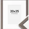 Ramme Hermes Grå 20x25 cm - Passepartout Hvid B6 125x176 mm