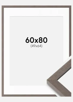 Ramme Hermes Grå 60x80 cm - Passepartout Hvid 50x65 cm