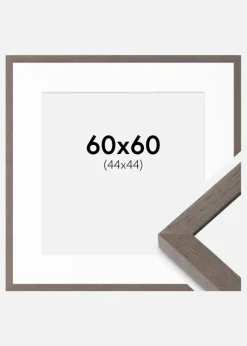Ramme Hermes Grå 60x60 cm - Passepartout Hvid 45x45 cm