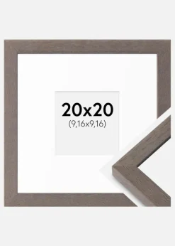 Ramme Hermes Grå 20x20 cm - Passepartout Hvid 4x4 inches