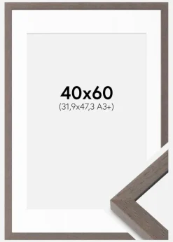 Ramme Hermes Grå 40x60 cm - Passepartout Hvid 32,9x48,3 cm