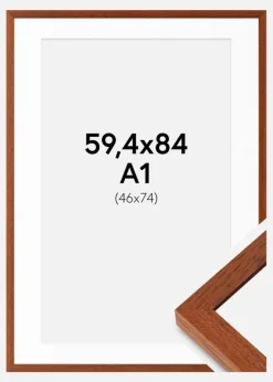 Ramme Hermes Kirsebær 59,4x84 cm - Passepartout Hvid 47x75 cm