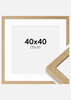 Ramme Hermes Massiv Eg 40x40 cm - Passepartout Hvid 32x32 cm
