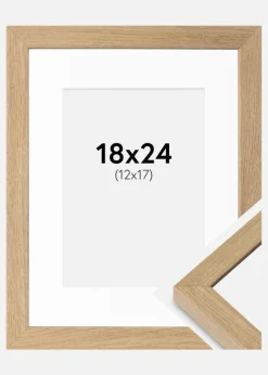 Ramme Hermes Massiv eg 18x24 cm - Passepartout Hvid 13x18 cm