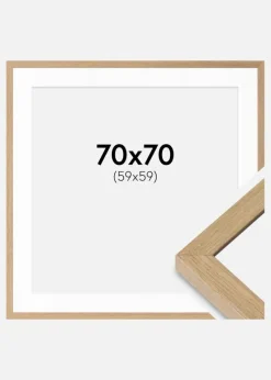 Ramme Hermes Naturlig Eg 70x70 cm - Passepartout Hvid 60x60 cm