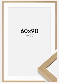 Ramme Hermes Naturlig Eg 60x90 cm - Passepartout Hvid 50x80 cm