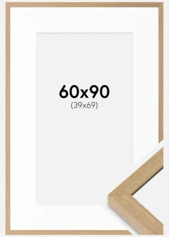 Ramme Hermes Naturlig Eg 60x90 cm - Passepartout Hvid 40x70 cm