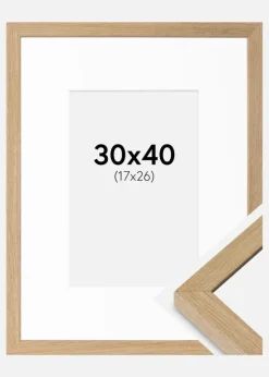 Ramme Hermes Naturlig Eg 30x40 cm - Passepartout Hvid 18x27 cm