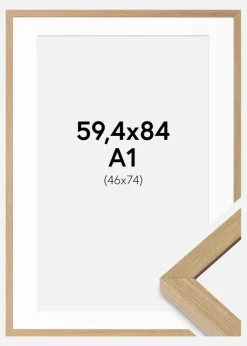 Ramme Hermes Naturlig Eg 59,4x84 cm - Passepartout Hvid 47x75 cm