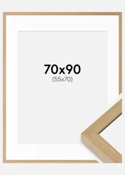 Ramme Hermes Naturlig Eg 70x90 cm - Passepartout Hvid 56x71 cm