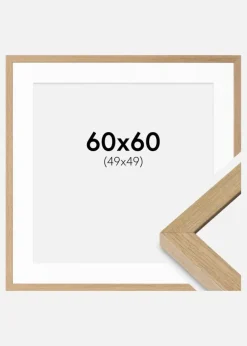 Ramme Hermes Naturlig Eg 60x60 cm - Passepartout Hvid 50x50 cm