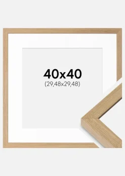 Ramme Hermes Naturlig Eg 40x40 cm - Passepartout Hvid 12x12 inches