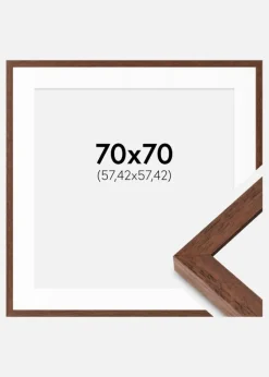 Ramme Hermes Teak 70x70 cm - Passepartout Hvid 23x23 inches