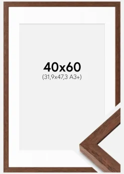 Ramme Hermes Teak 40x60 cm - Passepartout Hvid 32,9x48,3 cm