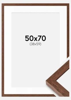 Ramme Hermes Teak 50x70 cm - Passepartout Hvid 39x60 cm