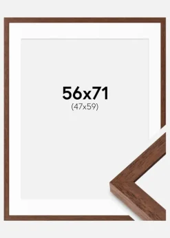 Ramme Hermes Teak 56x71 cm - Passepartout Hvid 48x60 cm