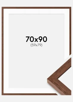 Ramme Hermes Teak 70x90 cm - Passepartout Hvid 60x80 cm