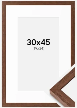 Ramme Hermes Teak 30x45 cm - Passepartout Hvid 20x35 cm