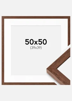 Ramme Hermes Teak 50x50 cm - Passepartout Hvid 40x40 cm