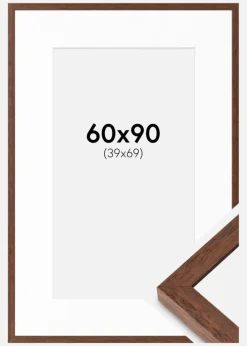 Ramme Hermes Teak 60x90 cm - Passepartout Hvid 40x70 cm