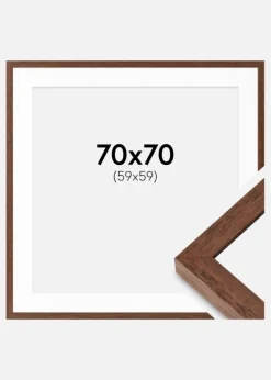 Ramme Hermes Teak 70x70 cm - Passepartout Hvid 60x60 cm