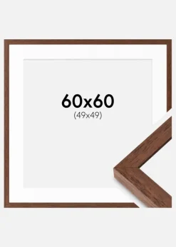 Ramme Hermes Teak 60x60 cm - Passepartout Hvid 50x50 cm