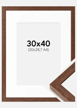 Ramme Hermes Teak 30x40 cm - Passepartout Hvid 21x29,7 cm