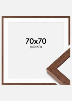 Ramme Hermes Teak 70x70 cm - Passepartout Hvid 61x61 cm