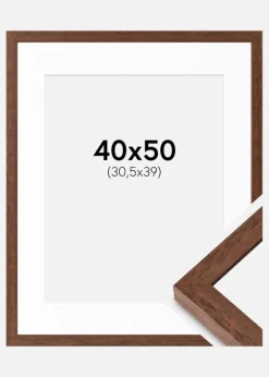 Ramme Hermes Teak 40x50 cm - Passepartout Hvid 31,5x40 cm