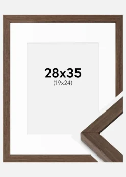 Ramme Hermes Valnød 28x35 cm - Passepartout Hvid 20x25 cm