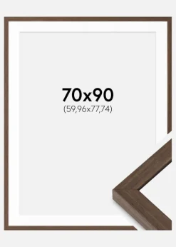 Ramme Hermes Valnød 70x90 cm - Passepartout Hvid 24x31 inches