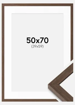 Ramme Hermes Valnød 50x70 cm - Passepartout Hvid 40x60 cm