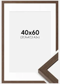 Ramme Hermes Valnød 40x60 cm - Passepartout Hvid 32,9x48,3 cm