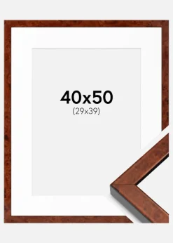 Ramme Hermes valnød 40x50 cm - Passepartout Hvid 30x40 cm